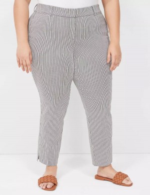 Women Lane Bryant 4-Season Slim Ankle Pants Black Stripes | OAN1082UM