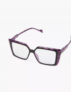 Women Lane Bryant Black & Purple Cheetah Print Cateye Reading Glasses Purple | DXQ433AJ