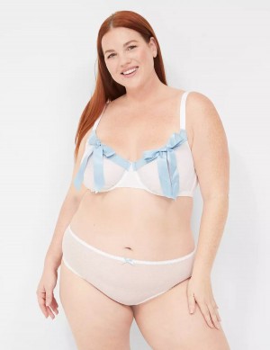 Women Lane Bryant Bow-Front Sheer Unlined Balconette Bra White | CZI4286OR