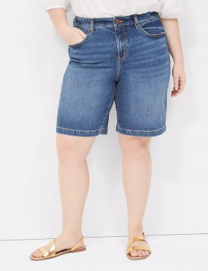 Women Lane Bryant Boyfriend Fit Bermuda Jean Shorts Blue | OJC1528RD