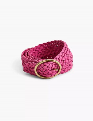 Women Lane Bryant Braided Faux-Leather Oval Belts Fuchsia | ALF2950FR