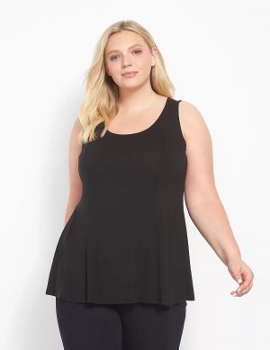 Women Lane Bryant Classic Scoop-Neck Fit & Flare Tank Top Black | YAQ7326ZC