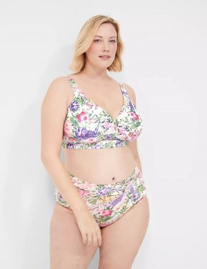 Women Lane Bryant Comfort Bliss Lightly Lined No-Wire Bralettes White Multicolor | YNF2413RO