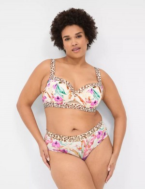 Women Lane Bryant Comfort Bliss Lightly Lined Balconette Bra White Multicolor | UWS8935IC