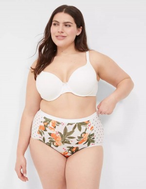 Women Lane Bryant Cotton Full Briefs Yellow White | BIX5434LQ