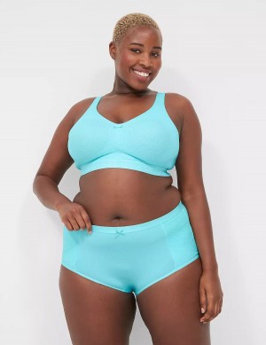 Women Lane Bryant Cotton Full With Lace Trim Briefs Turquoise | VUO993YB