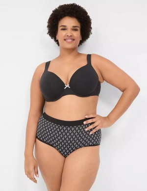 Women Lane Bryant Cotton Full With Wide Waistband Briefs Black | UWS4455JQ