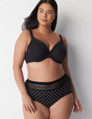 Women Lane Bryant Cotton Full with Lace Waist Briefs Green Black | YOY3281PG