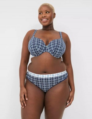 Women Lane Bryant Cotton With Wide Waistband Thong Panty Blue | OCM5614YL