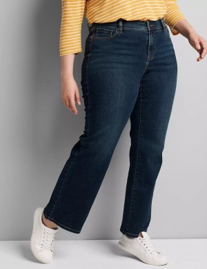 Women Lane Bryant Curvy Fit High-Rise Boot Jeans Dark Blue | EHU2967YP