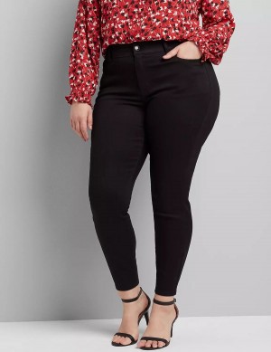 Women Lane Bryant Curvy Fit High-Rise Skinny Jeans Black | KSH8259YQ