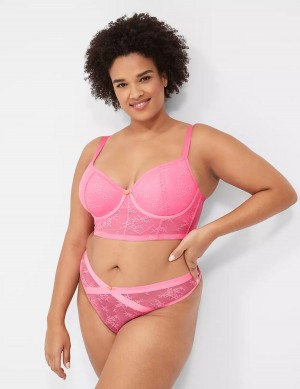 Women Lane Bryant Delicate Lace Lightly Lined Demi Corset Bralettes Pink | MDX6719HY