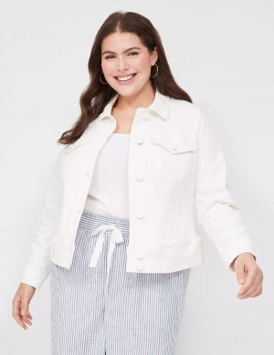 Women Lane Bryant Denim Jackets White | TFE4878WO