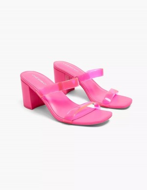 Women Lane Bryant Dream Cloud Double-Band Low Block Heel Heels Sandals Pink | FGU1146NC