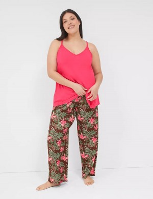 Women Lane Bryant DreamyCool Cami & Block Pant PJ Set Pajamas Pink Multicolor | JMK4037TI