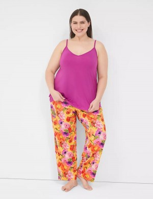 Women Lane Bryant DreamyCool Cami & Block Pant PJ Set Pajamas Purple Multicolor | ZCV1859LU