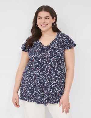 Women Lane Bryant Easy Flutter-Sleeve Tee T Shirts Multicolor | EIC9619PC