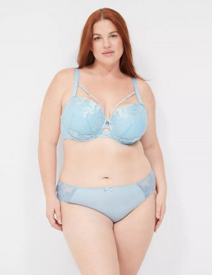 Women Lane Bryant Embroidered Thong Panty Blue | XMF3959XH