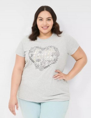 Women Lane Bryant Faith Graphic Tee Tank Top Grey | ZTO6510BL