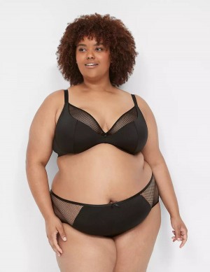 Women Lane Bryant Fishnet Lightly Lined Plunge Bralettes Black | NWE722MQ