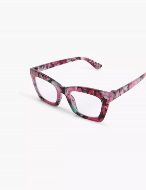 Women Lane Bryant Floral Print Cateye Reading Glasses Red Multicolor | OFX2815QJ