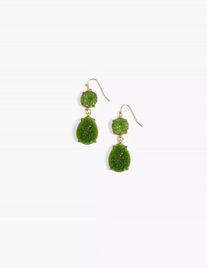 Women Lane Bryant Green Druzy Drop Earrings Gold | ZYA1162EB