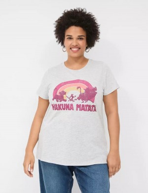 Women Lane Bryant Hakuna Matata Graphic Tee T Shirts Grey | ZWH4811YO