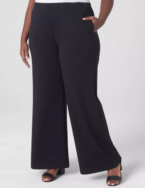 Women Lane Bryant Journey Knit High-Rise Wide Leg Pants Black | TII6237CP