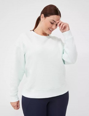 Women Lane Bryant LIVI Crew-Neck French Terry Washed Sweatshirts Light Green | CUX815HI