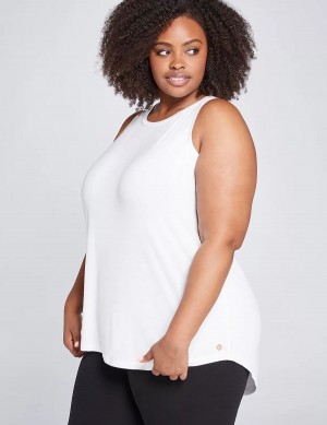 Women Lane Bryant LIVI High-Neck V-Back Tank Top White | XXG9776RF