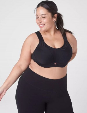 Women Lane Bryant LIVI Max Support Wicking Underwire Sports Bra Black | HMY10071OA