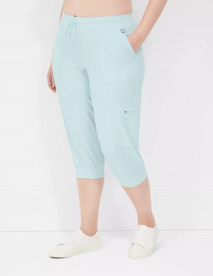 Women Lane Bryant LIVI Stretch Woven Capri Joggers Light Green | ECM4836PO