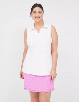 Women Lane Bryant LIVI V-Neck Recycled LIVI Soft Polo Tank Top White | TDA812NJ