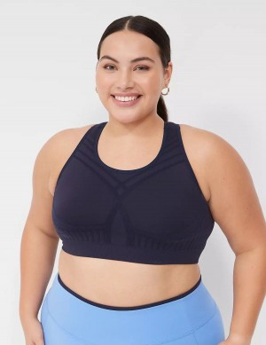 Women Lane Bryant LIVI Wireless Medium-Impact Seamless Sports Bra Blue | JTA6819TM