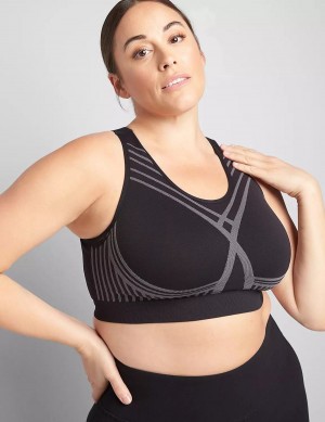 Women Lane Bryant LIVI Wireless Medium-Impact Seamless Sports Bra Black | YDR2730OH