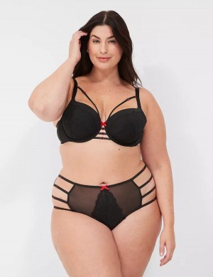 Women Lane Bryant Lace-Trim Lightly Lined Balconette Bra Black | TLJ674YJ