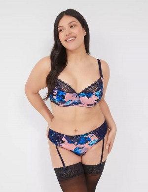 Women Lane Bryant Lace French Balconette Bra Pink Blue Black | RQX3297JD