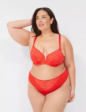 Women Lane Bryant Lace French Thong Panty Deep Red | YVG8764QP