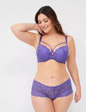 Women Lane Bryant Lace Max Boost Plunge Bralettes Purple | AIL7627PP