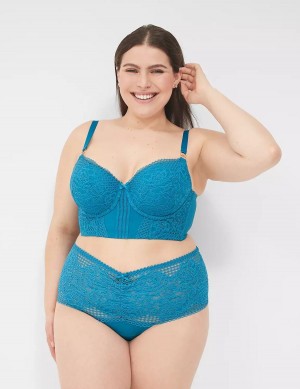 Women Lane Bryant Lace Thong Panty Blue | CAL6459NQ