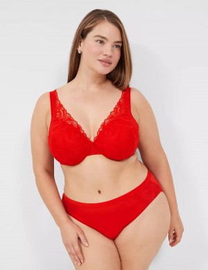 Women Lane Bryant Lightly Lined Full Coverage With Lace Bralettes Red | NBZ8788LK