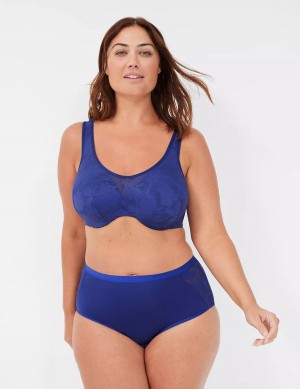 Women Lane Bryant Lightly Lined Full Coverage with Lace Overlay Bralettes Blue | XDA5317EZ