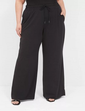 Women Lane Bryant Matte Jersey Pull-On Wide Leg Pants Black | EOJ4789DX