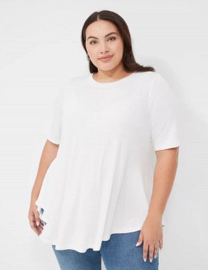 Women Lane Bryant Max Swing Perfect Sleeve Crew-Neck Tee T Shirts White | UHH2657GT