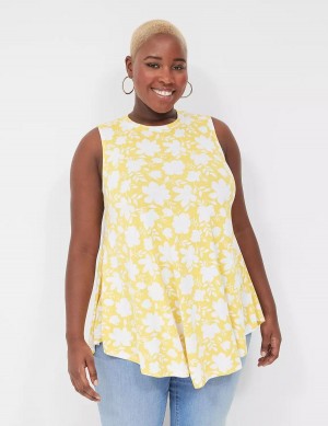 Women Lane Bryant Max Swing Sleeveless High-Neck Tunic T Shirts Yellow | AYX452YT