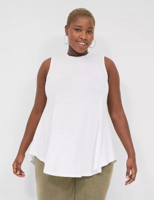 Women Lane Bryant Max Swing Sleeveless High-Neck Tunic T Shirts White | DUS7865LD