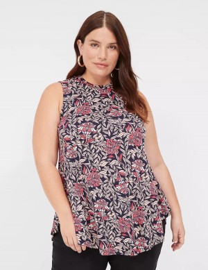 Women Lane Bryant Max Swing Sleeveless High-Neck Tunic T Shirts Pink Coral | LAS1627BG