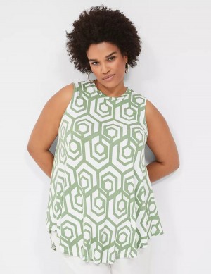 Women Lane Bryant Max Swing Sleeveless High-Neck Tunic T Shirts Green | YAV4967UC