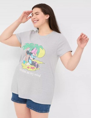 Women Lane Bryant Minnie Sunshine On My Mind Graphic Tee T Shirts Grey | IBN7393BJ