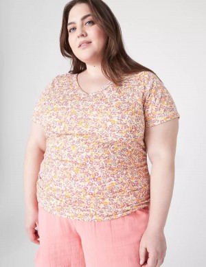 Women Lane Bryant Modern Jersey Side-Ruched Tee T Shirts Orange Multicolor | EIB832UE